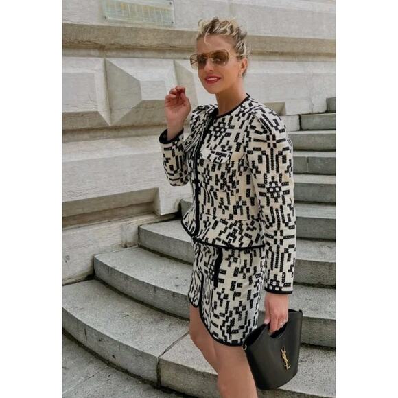 Isabel Marant Etoile Deliona Jacquard Abstract Printed Tweed Jacket Sz M, 38 ,6 - Picture 1 of 16